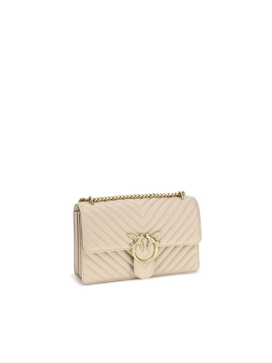 PINKO PINKO Torebka Beige Calf Leather Bos Taurus Shoulder Beżowy