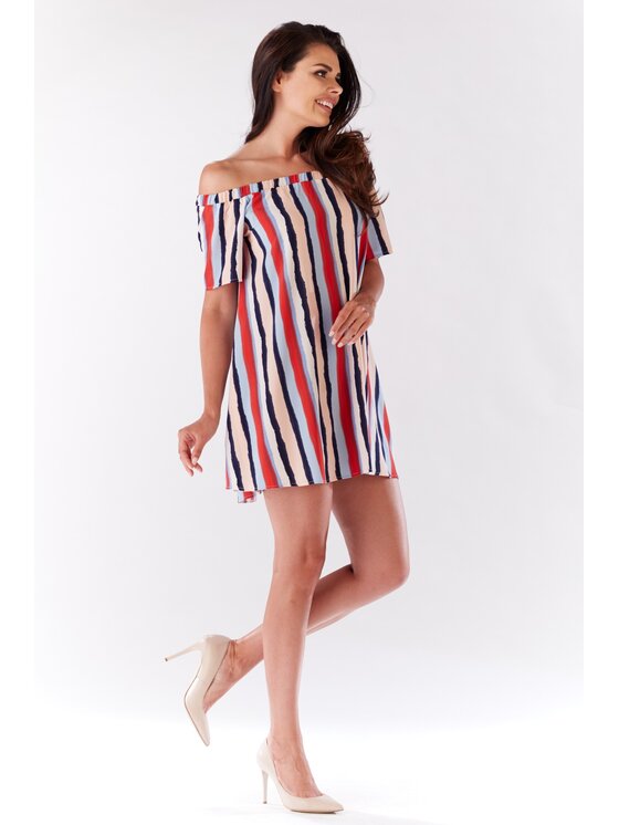 Awama Awama Sukienka letnia A175 Kolorowy Basic Fit