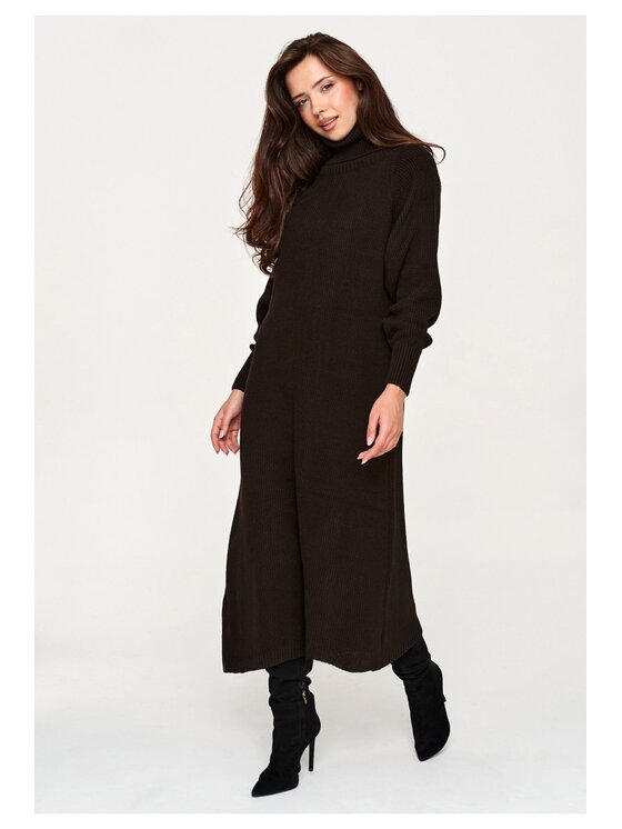 Makadamia Makadamia Sweter S181 Brązowy Loose Fit