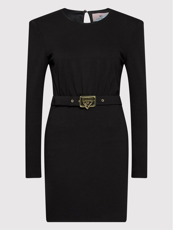 Chiara Ferragni Chiara Ferragni Kokteiļkleita 71CBO915 Melns Regular Fit