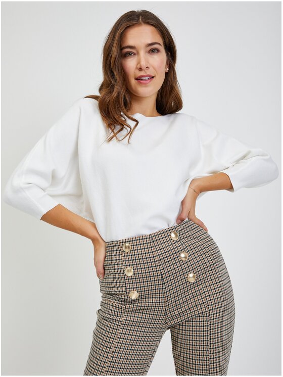 Orsay Orsay Spodnie damskie 390296092000__L Beżowy Regular Fit