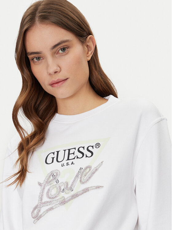 Guess Guess Bluza W5GQ05 KB683 Biały Reglan Fit