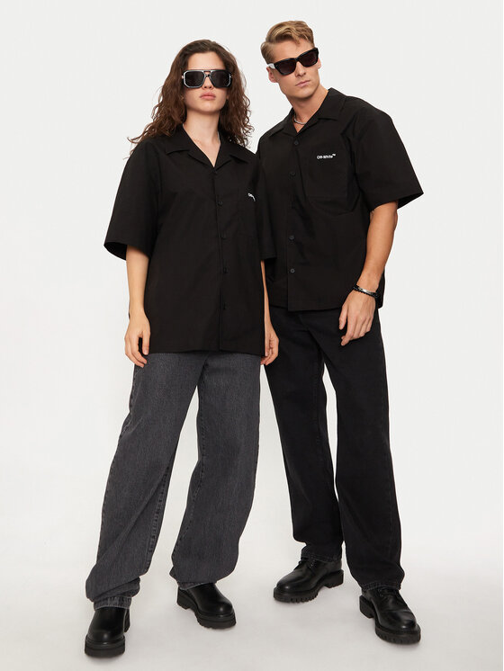 Off-White Off-White Srajca OMUY002S23FAB0011001 Črna Regular Fit