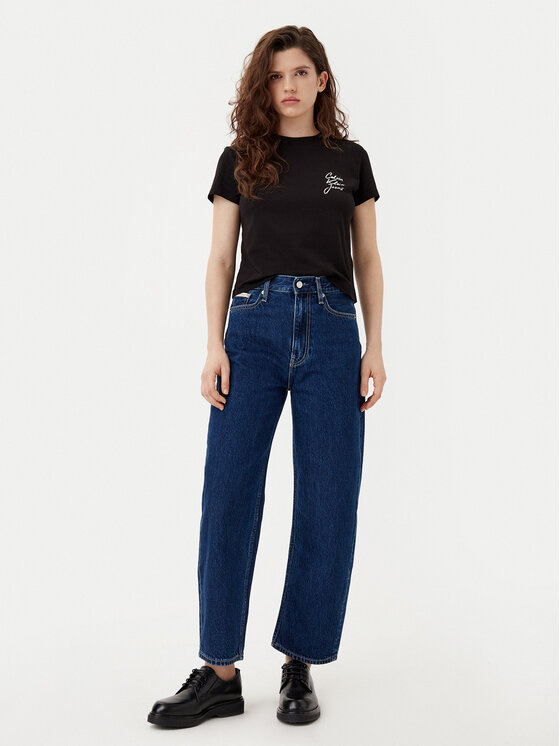 Calvin Klein Jeans Calvin Klein Jeans Póló Script Institutional J20J224984 Fekete Slim Fit