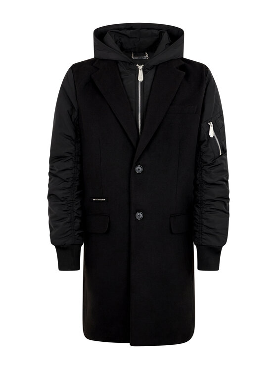 PHILIPP PLEIN PHILIPP PLEIN Płaszcz zimowy 28625 Czarny Regular Fit