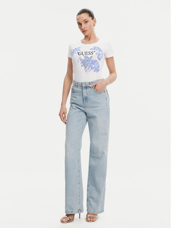 Guess Guess T-Shirt W5GI08 J1314 Biały Slim Fit