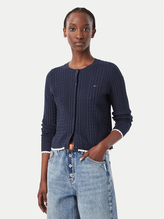 Tommy Jeans Tommy Jeans Kardigan DW0DW23458 Tmavomodrá Regular Fit