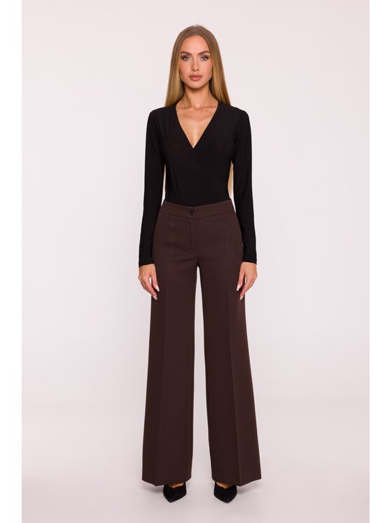 Made of Emotion Made of Emotion Spodnie materiałowe M875 Brązowy Wide Leg