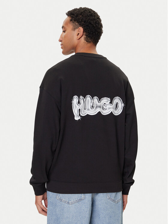 HUGO HUGO Džemperis ar kapuci Nyrocrew 50549778 Melns Loose Fit