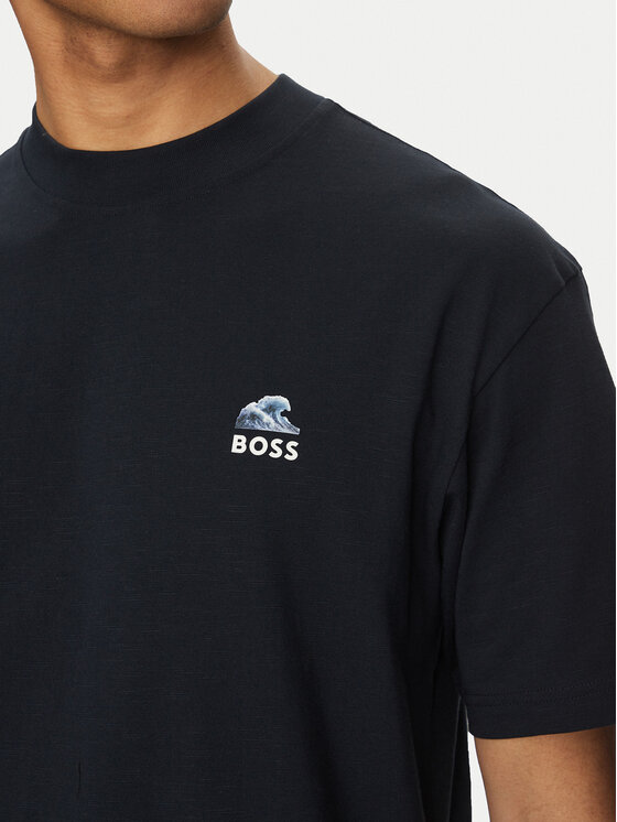 BOSS BOSS Majica Numbers 50540520 Mornarsko modra Relaxed Fit