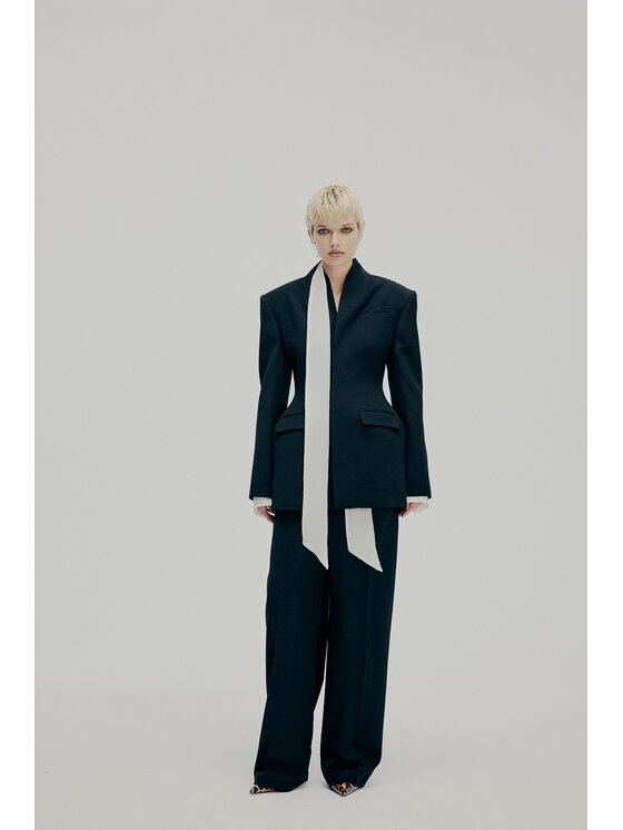 Epuzer Epuzer Spodnie materiałowe Loose wool Czarny Loose Leg