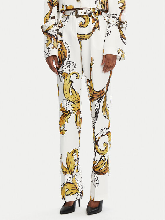 Versace Jeans Couture Versace Jeans Couture Kalhoty z materiálu 78HAA111 Bílá Straight Fit