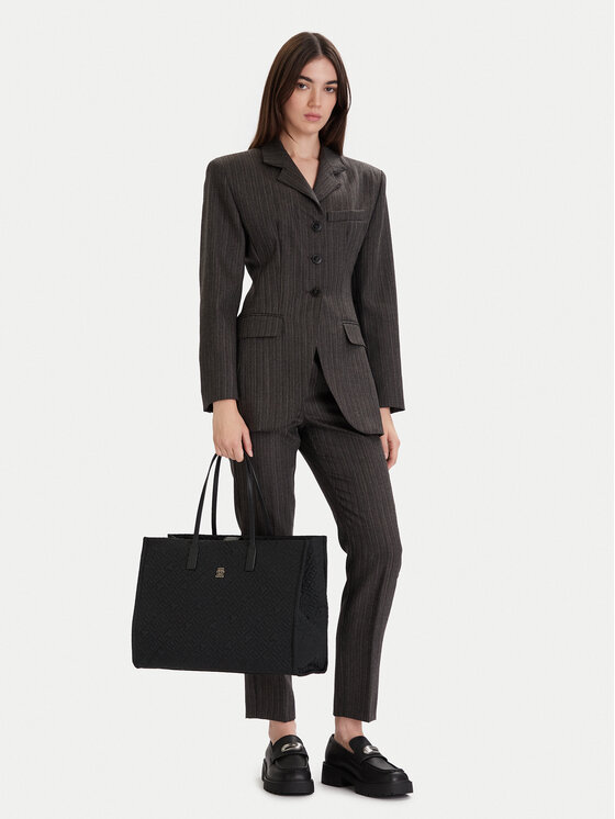 Tommy Hilfiger Tommy Hilfiger Táska Th City Tote Mono Nylon AW0AW18163 Fekete