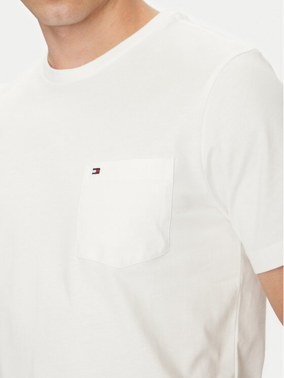 Tommy Hilfiger Tommy Hilfiger T-Shirt Essential Solid Pocket Tee MW0MW37283 Biały Regular Fit