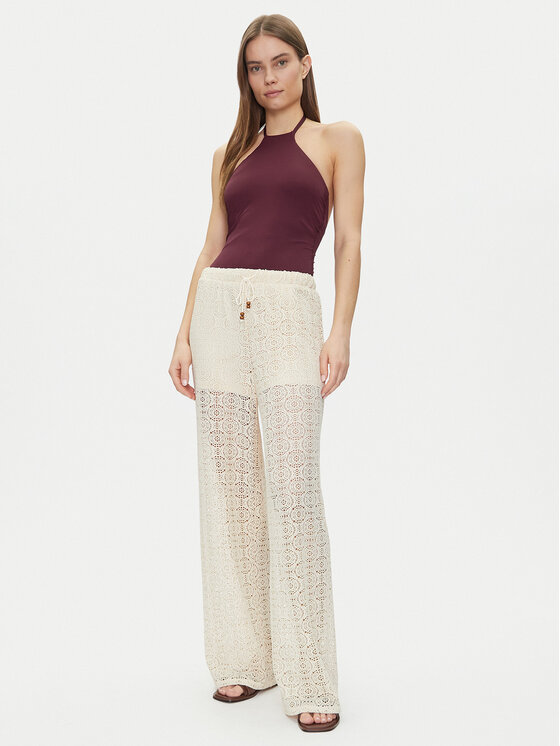 Vero Moda Vero Moda Kalhoty z materiálu Maya 10325044 Béžová Wide Leg
