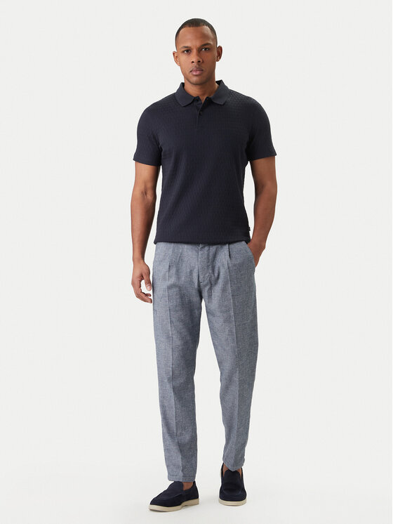 JOOP! JOOP! Тениска с яка и копчета Jorge 30101934 Тъмносин Slim Fit