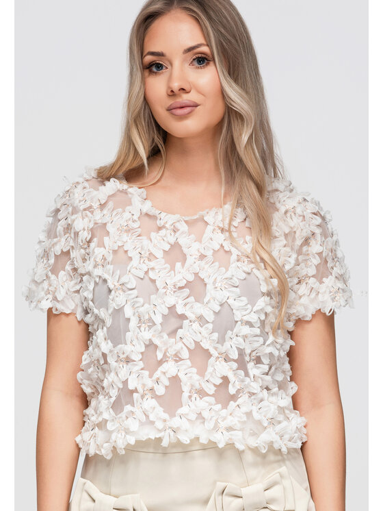 Ombre Ombre Bluzka OW-TS-E0062 Beżowy Loose Fit