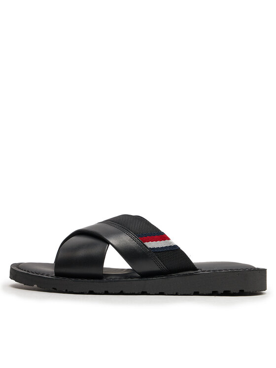 Tommy Hilfiger Tommy Hilfiger Šlepetės Core Hilfiger Lth Criss C Sandal FM0FM05010 Juoda