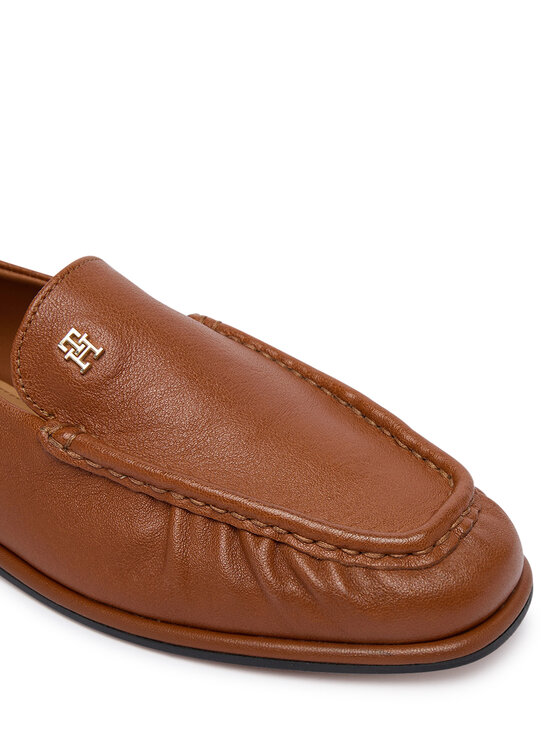 Tommy Hilfiger Tommy Hilfiger Slipper Leather Ruched Toe Loafers FW0FW09250 Braun
