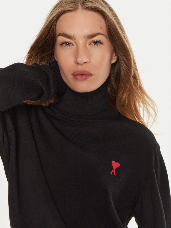AMI PARIS Pull a col roule FKS411.KN0025 Noir Regular Fit