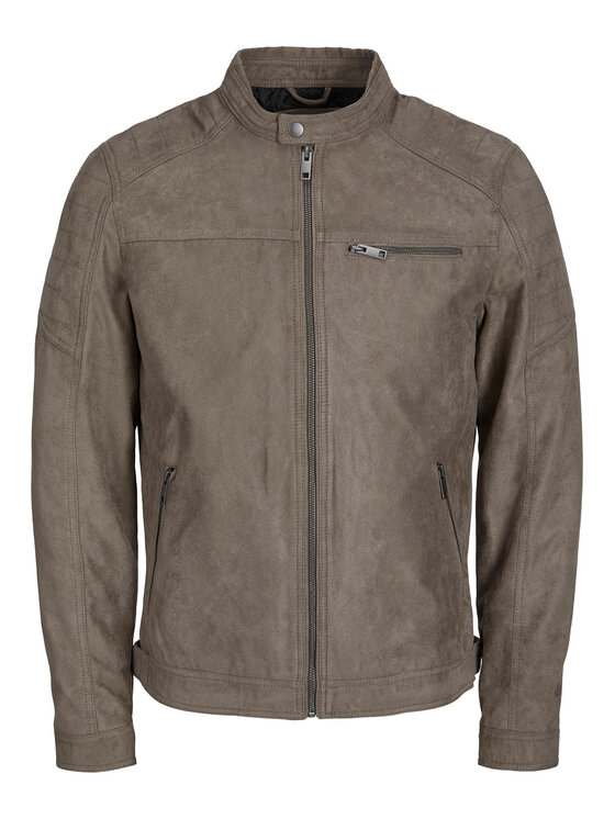Jack & Jones Jack & Jones Bunda z imitácie kože Rocky 12147218 Sivá Regular Fit