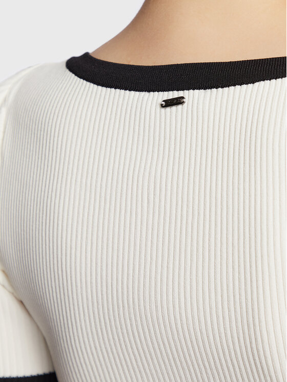 Fracomina Fracomina Трикотажна сукня FS23SD5005K41701 Білий Slim Fit