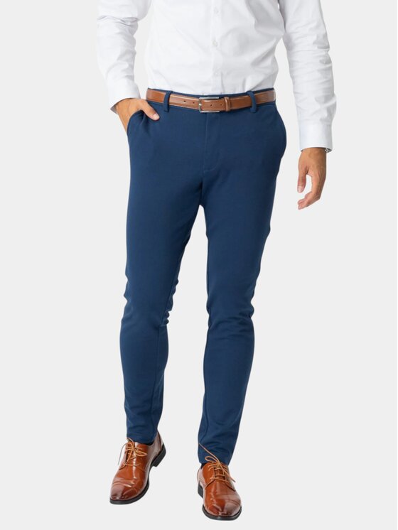 TeeShoppen TeeShoppen Spodnie garniturowe 'Perform Collection' Niebieski Slim Fit