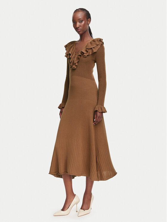 Marella Marella Sukienka dzianinowa Slatino 2623326034 Brązowy Regular Fit