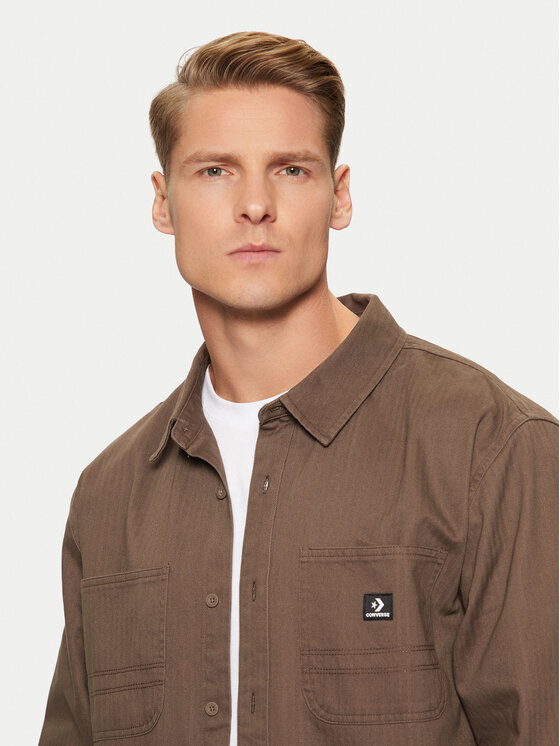 Converse Converse Πουκάμισο 10026973-A02 Καφέ Relaxed Fit