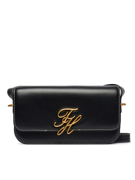 Tommy Hilfiger Tommy Hilfiger Kabelka Th Script Flap Crossover AW0AW18399 Čierna