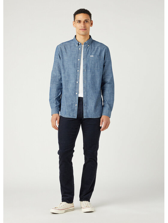 Wrangler Wrangler Spodnie materiałowe GREENSBORO Niebieski Straight Fit