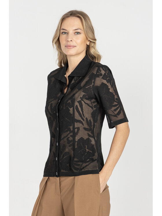 Deni Cler Milano Deni Cler Milano Bluzka T-DC-1252-E5-20-90-1 Czarny Regular Fit