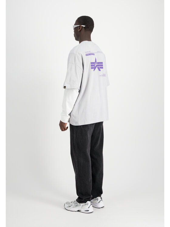 Alpha Industries Alpha Industries T-Shirt Logo Code Backprint T-Shirt Szary Relaxed Fit