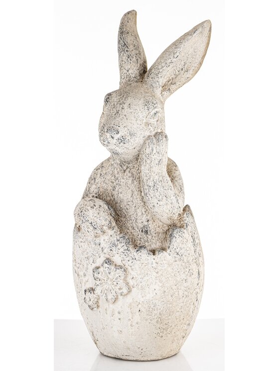 MIAhome MIAhome Figurka królik siedzący w skorupce jajka 51x19x20 cm SZAREK -2 Szary