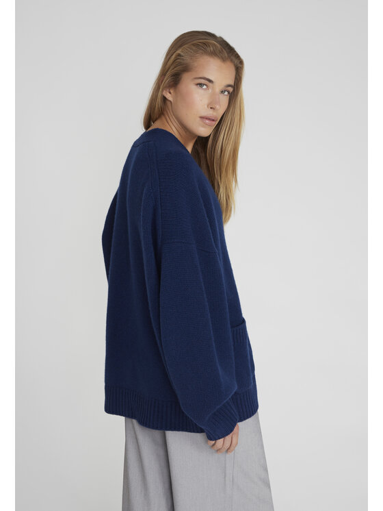 Style Republic Style Republic Kardigan Mieszanka wełny i kaszmiru Granatowy Oversize
