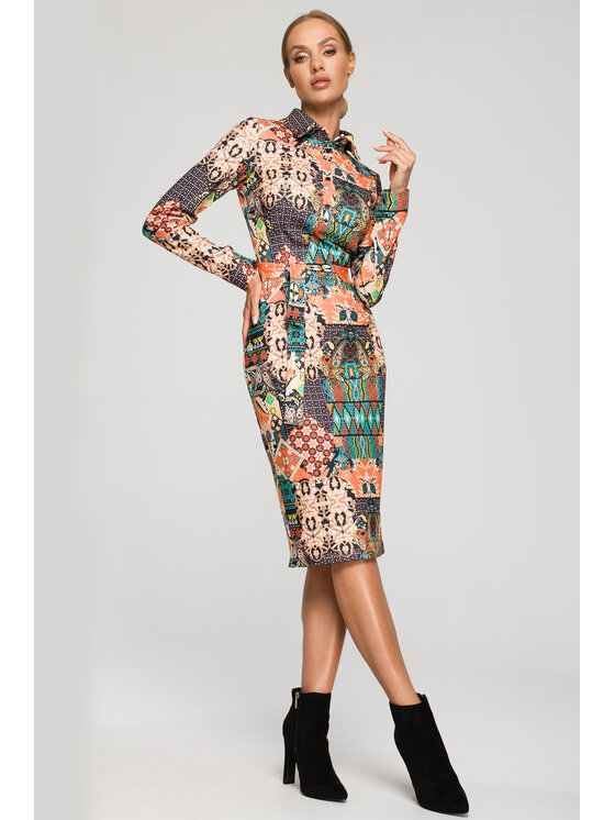 Made of Emotion Made of Emotion Vestito da giorno M706 Verde A-Line Fit