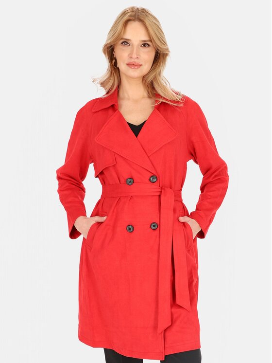 Perso Perso Płaszcz przejściowy BLE252325F Czerwony Regular Fit