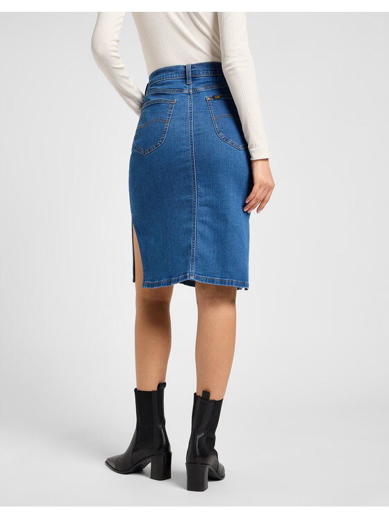 Lee Lee Spódnica SKIRT Niebieski Slim Fit