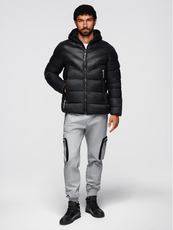 Ombre Ombre Kurtka przejściowa OM-JAHP-0303 Czarny Regular Fit