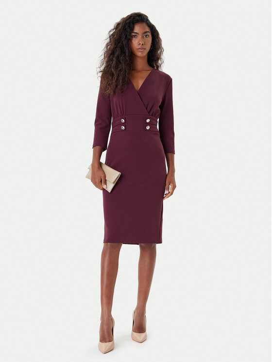 Rinascimento Rinascimento Kokteilinė suknelė CFC0126151003 Vyšninė Slim Fit