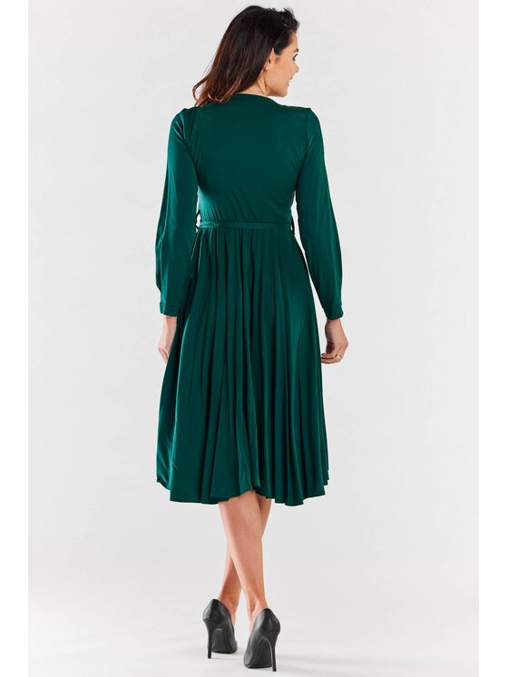 Awama Awama Letní šaty A471 Zelená Basic Fit