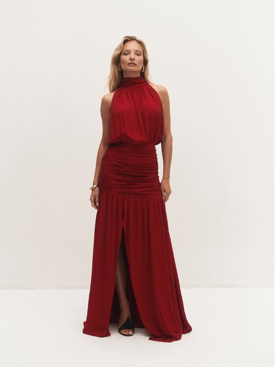 Le Collet Le Collet Sukienka wieczorowa LIRE Czerwony Flare Fit