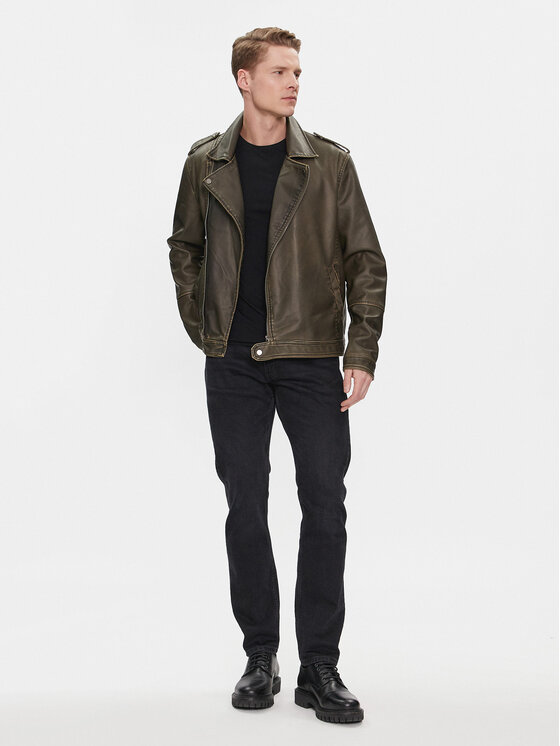 Brave Soul Kurtka z imitacji skóry MJK-CONEYKHAKI Khaki