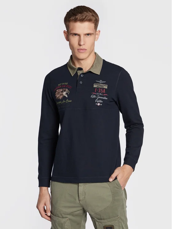 Aeronautica Militare Polohemd 222PO1645P306 Dunkelblau Regular Fit