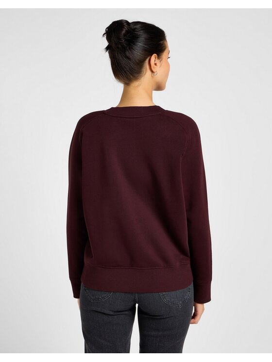 Lee Lee Bluza RAGLAN CREW SWEATSHIRT Bordowy Regular Fit