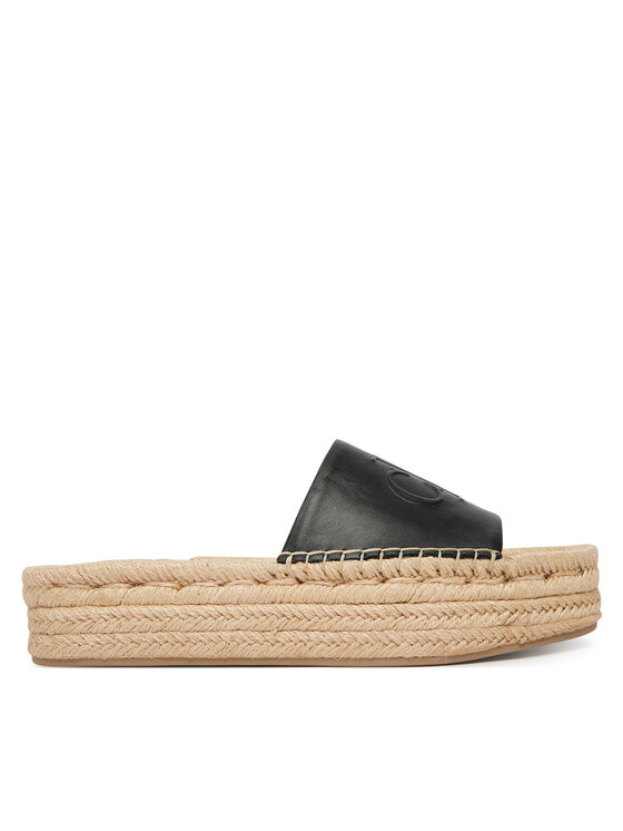 Calvin Klein Calvin Klein Espadrilles Flatf Espa Mule Lth Mg HW0HW03027 Fekete