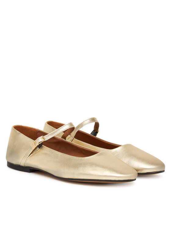 Tommy Hilfiger Tommy Hilfiger Balerinos Hilfiger Gold Ballerinas FW0FW09320 Auksinė