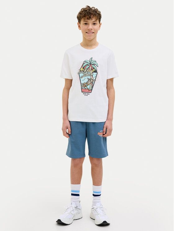 Jack & Jones Junior Jack & Jones Junior T-Shirt Elijah 12269825 Biały Regular Fit