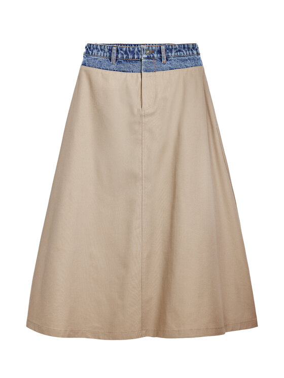 Desigual Desigual Trapézová sukně Barcelo 25SWFW12 Béžová Regular Fit