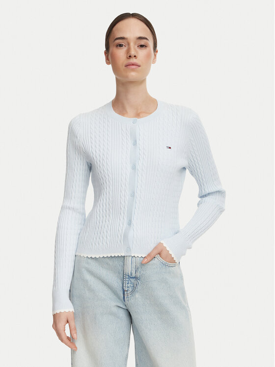 Tommy Jeans Tommy Jeans Kardigan DW0DW23458 Niebieski jasny Regular Fit